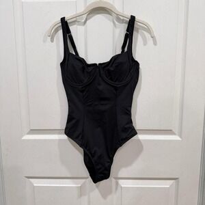 CUPSHE Black Sculpt One Piece Swimsuit Size S Bustier Style tummy control